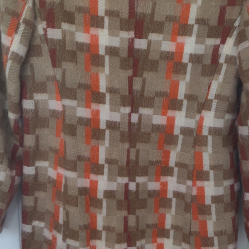 Chic Geometric Blazer in Brown and Orange Size 42 Italy